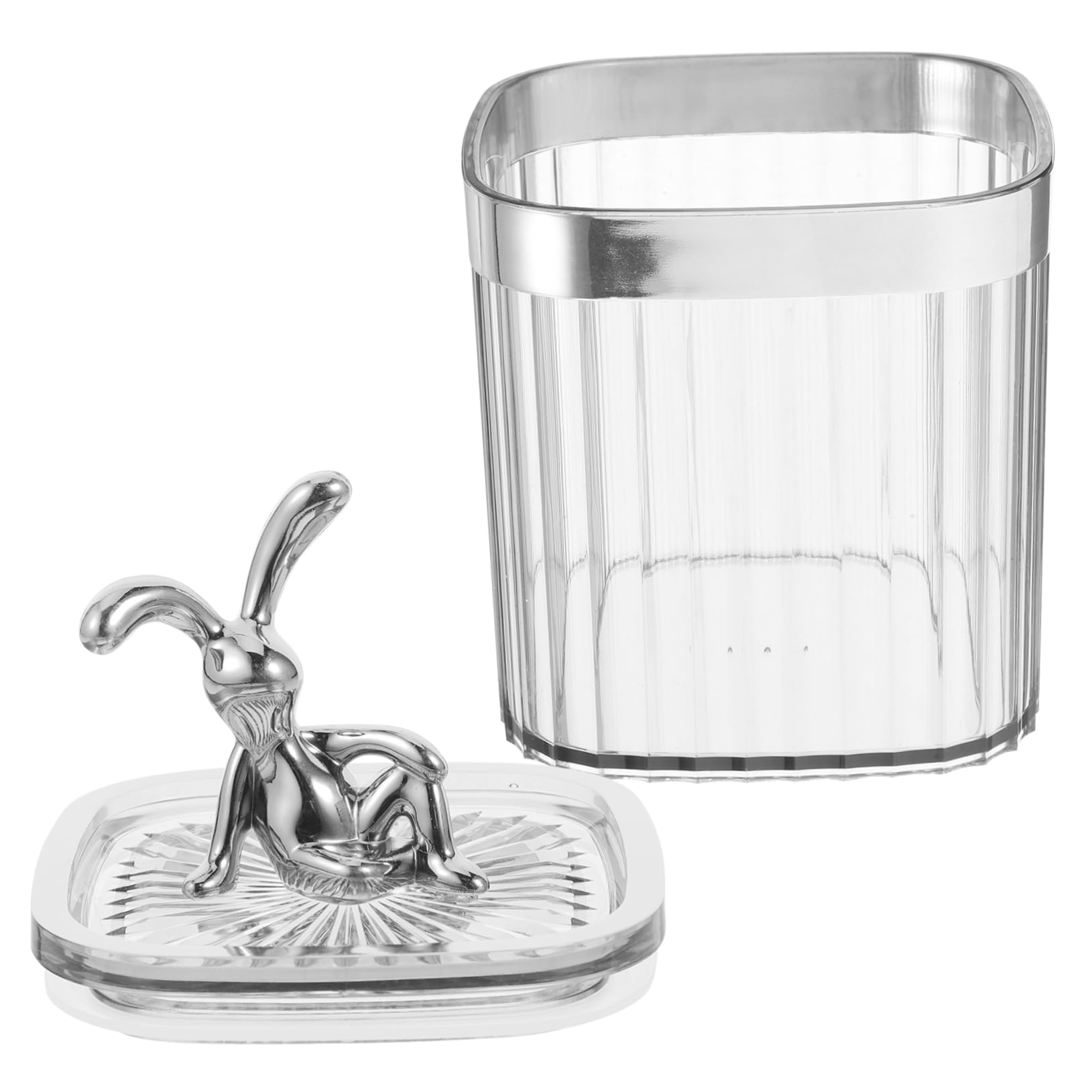IMIKEYA 5stücke Cotton Swabs Organizer Mit Cartoon Bunny Design Transparenter Aufbewahrungsbehälter Für Wattepads Baumwollbällchen Und Kosmetikartikel Für Badezimmer Und Schminktisch