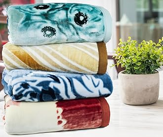 BSB HOME Super Soft Cloudy Printed Single Bed Blanket for Heavy Winter, Single Ply Mink Blanket King Size with 152 x 220 Cm,2.5 Kg (Light Green & White, Pack of 1) Polyester