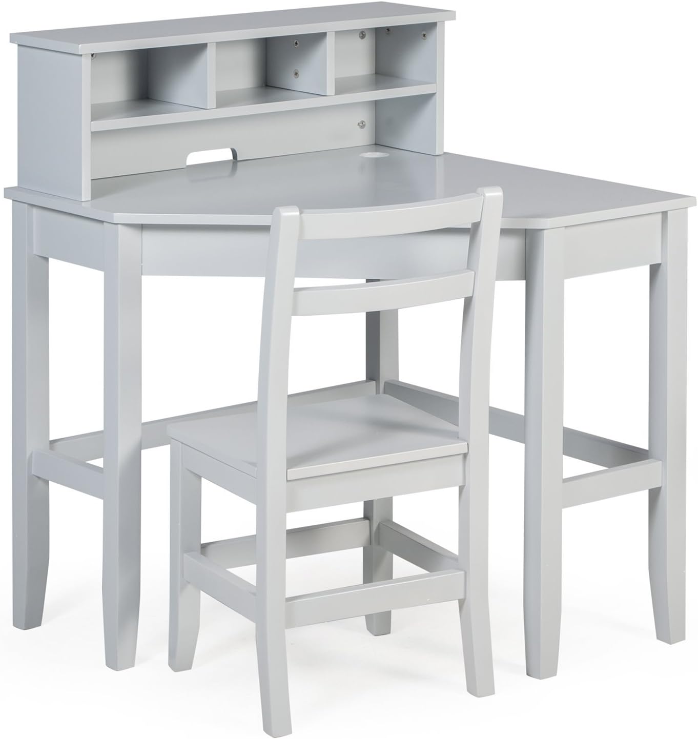 Classic Playtime Juvenile Corner Desk and Reversible Hutch with Chair - Gray