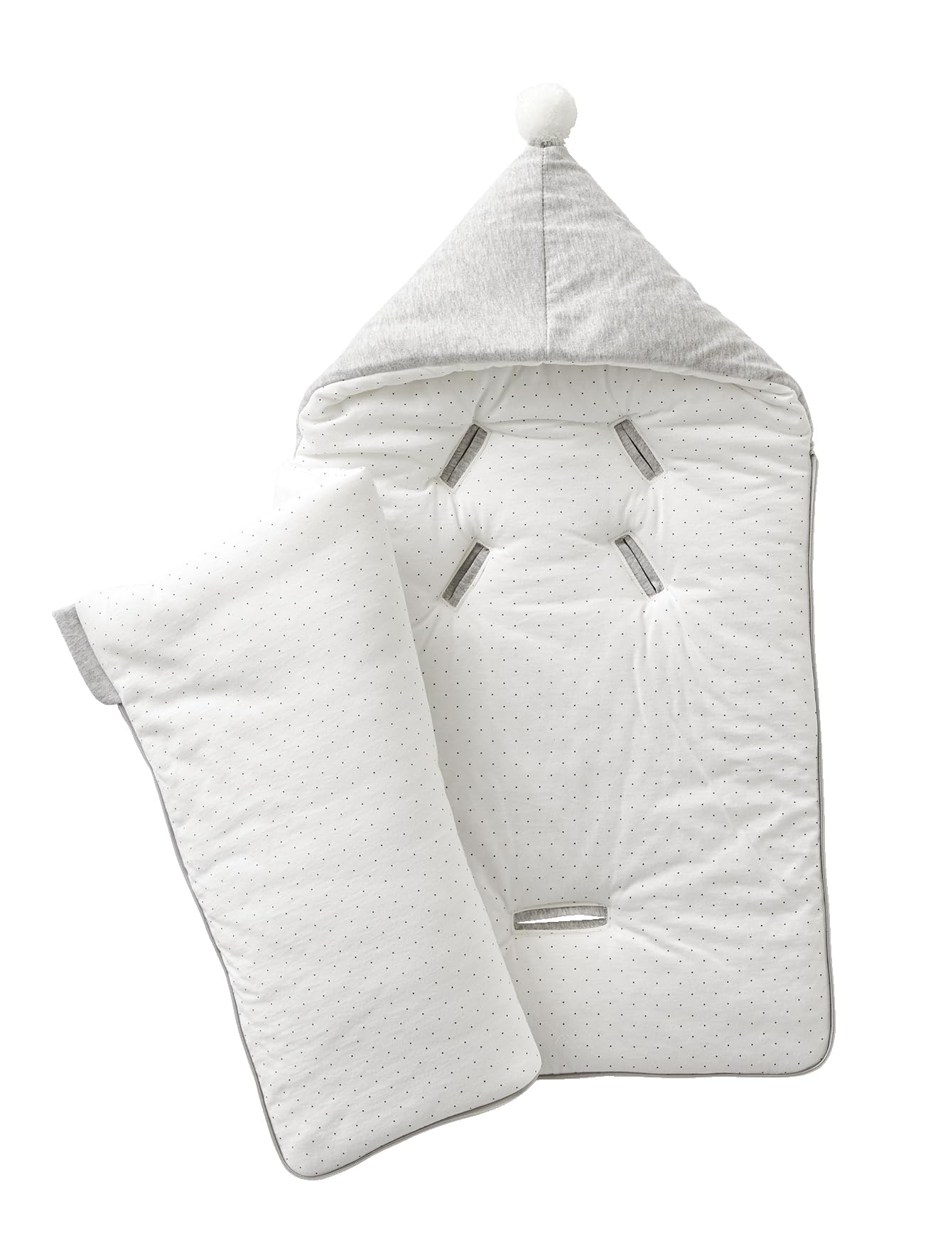 Vertbaudet Baby Ausfahrsack KLEINE Freunde, Bio-Baumwolle hellgrau meliert/wollweiß ONE Size