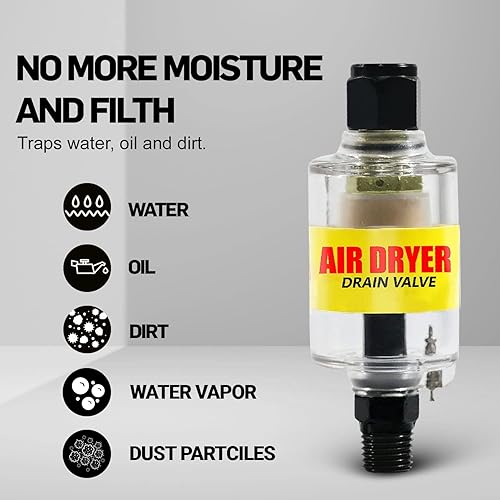 Miniatura 2 de LE LEMATEC Separador de agua con compresor de aire produce aire seco limpio filtro de compresor de aire y secadora de aire con válvula de drenaje