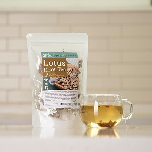 Miniatura 5 de GNTea Té vegano de raíz de loto, 30 bolsitas de té (paquete de 1) 1.6 onzas, bolsita de té triangular (PLA), té lixiviado para asar hecho a mano
