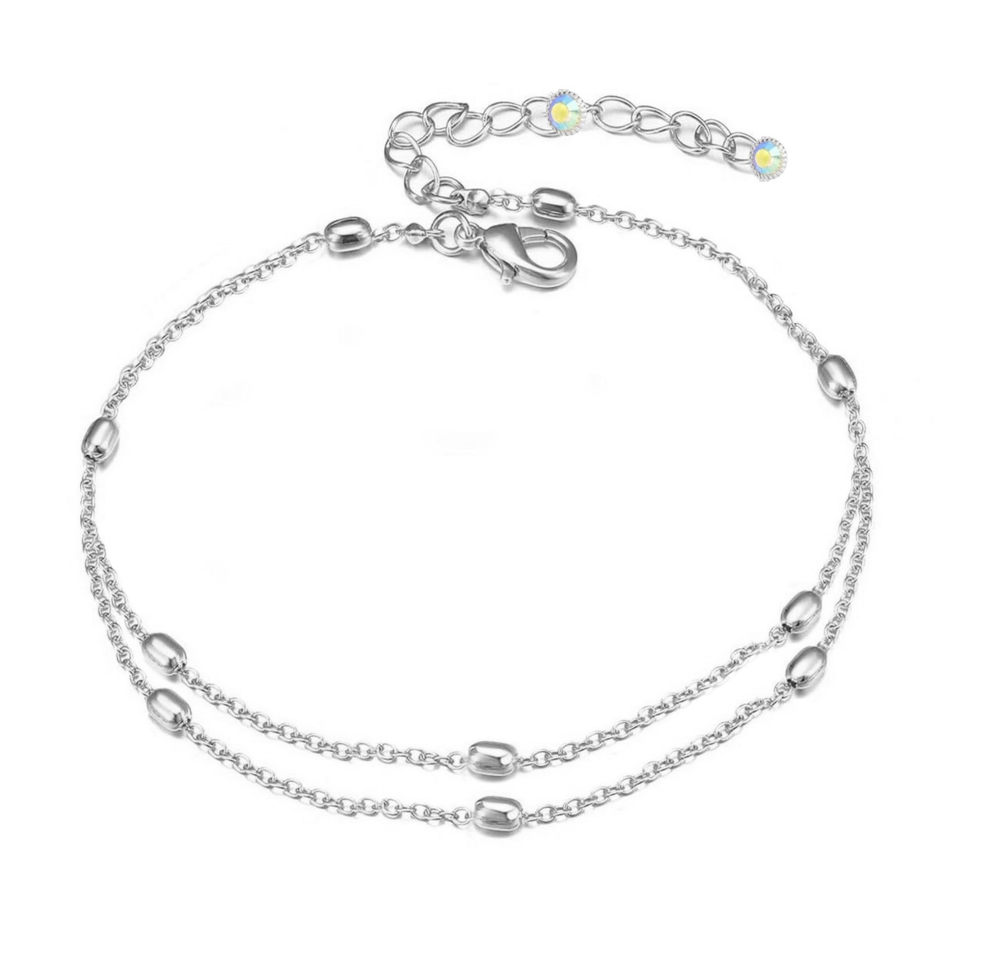 FASHIONS Adjustable Silver Plated Bullet Design Leg Chain Double Layered Anklet Ankle Toes Foot Chains Jewelry Anklets For Girls Women-image-17