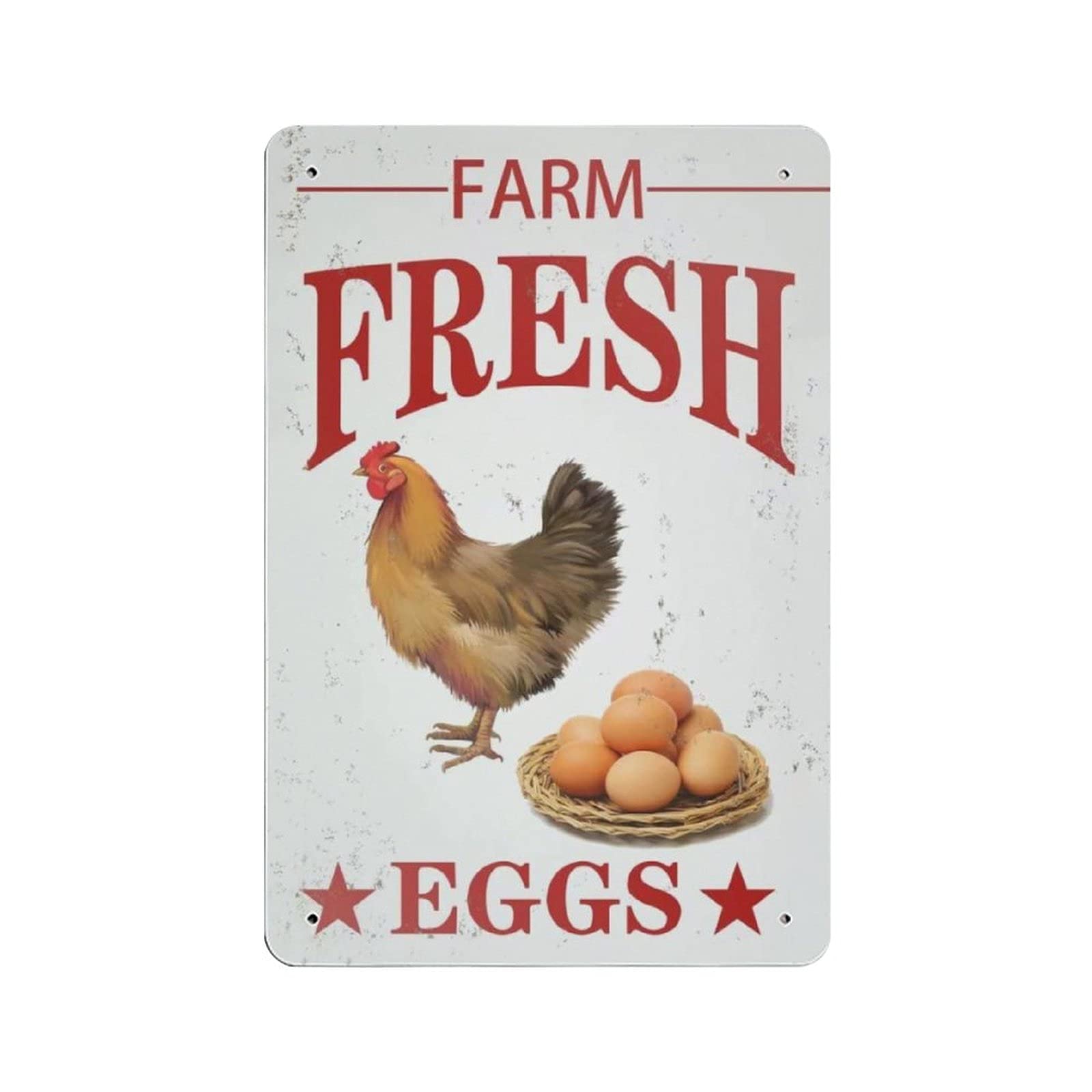 rayprint Metal Tin Sign Farm Fresh Eggs Vintage Tin Poster Metal Sign Wall Decoration Country Kitchen Home Garage Decor 12"x8"