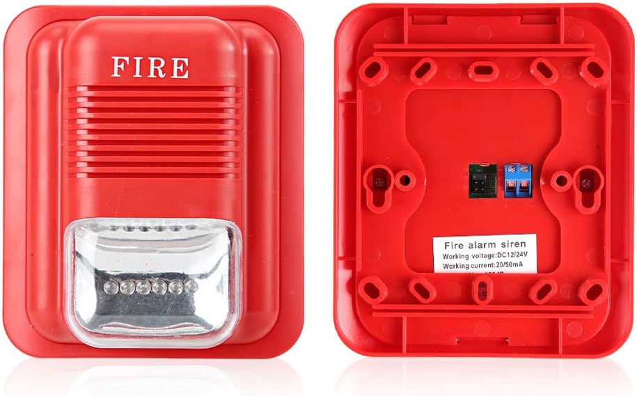 Fire Alarm Dc12V 24V Sound and Light Fire Protection Alarm Warning Strobe Siren Alert Safety System Sound and Light Alarm