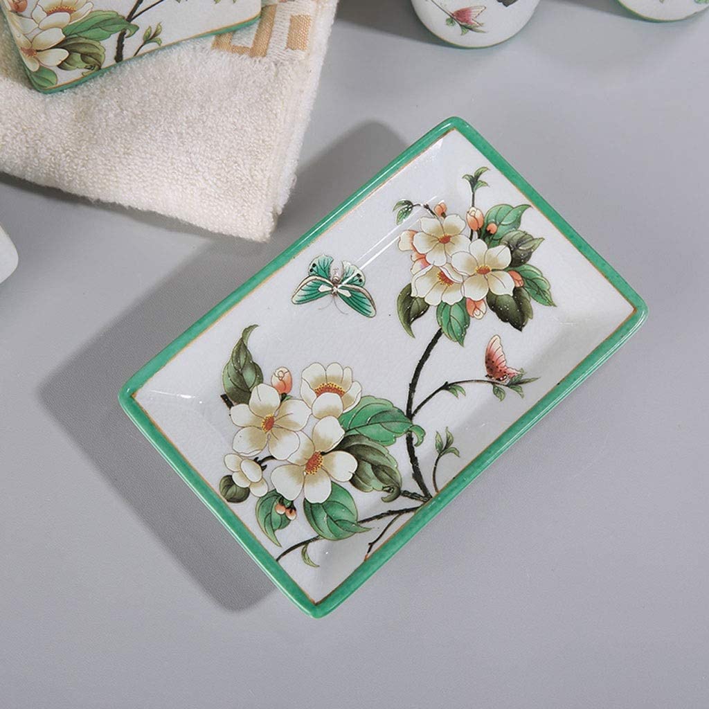 Zestaw łazienkowy Zestaw Akcesoriów łazienkowych 5 Sztuk Amerykański Wzór Ceramiczny Zestaw Akcesoriów Łazienkowych Uchwyt Na Szczoteczki Do Zębów Dozownik Do Mydła Kubek Do Płukania Mydelniczka Garni