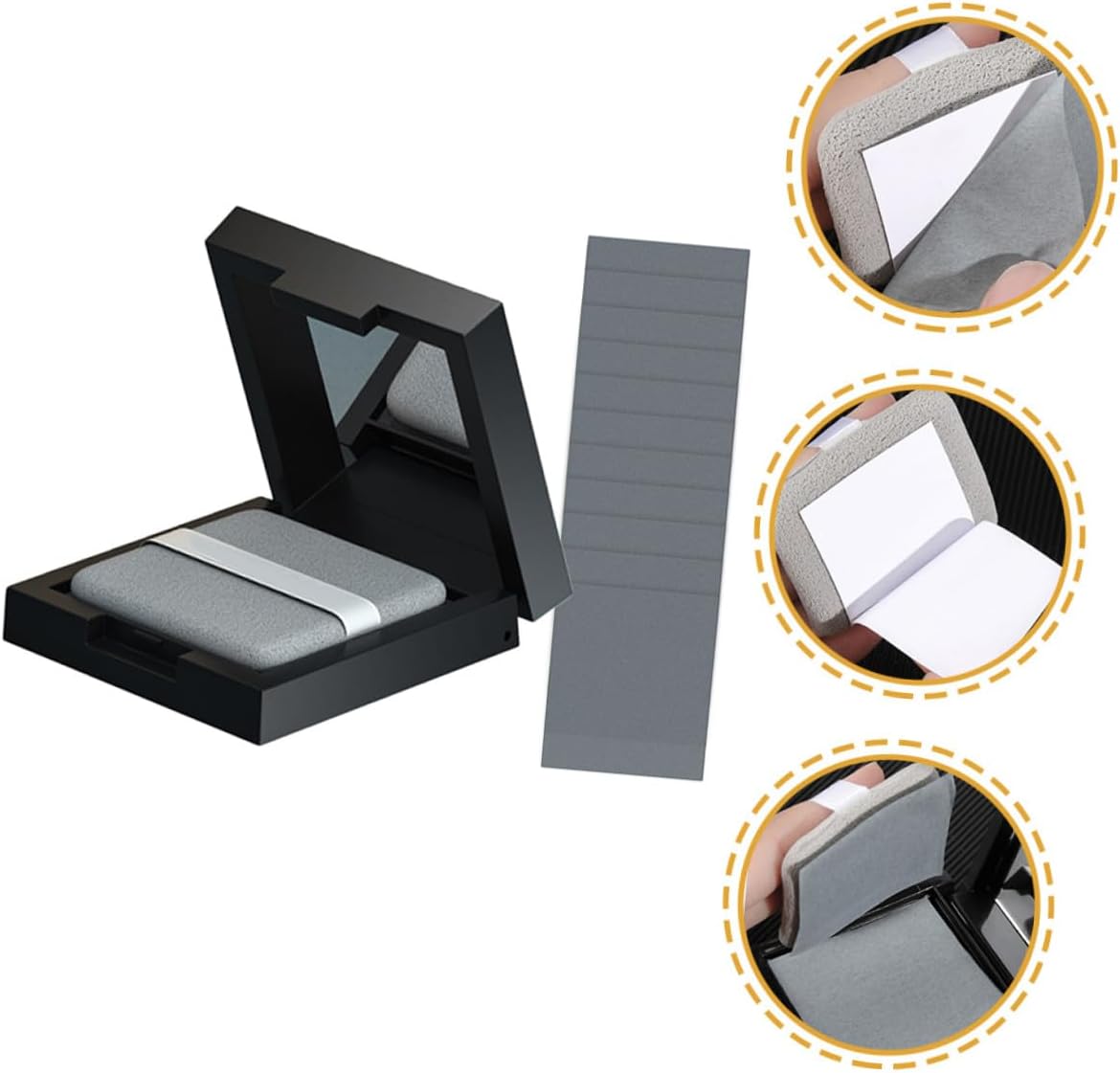 Oil Absorbing Paper with Powder Puff and Mirror Compact Portable Facial Blotting for Men and Women Comfortable Skin Friendly Face Oil Blotting Tissue with Pore Control and Matte