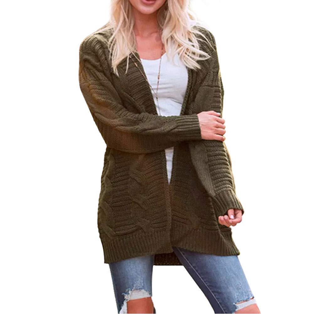 Mujeres Casual Cardigan Manga Larga Chaqueta de Punto Mujer Frente Abierto Rebecas Abrigo Tops Otoño S-XXXL