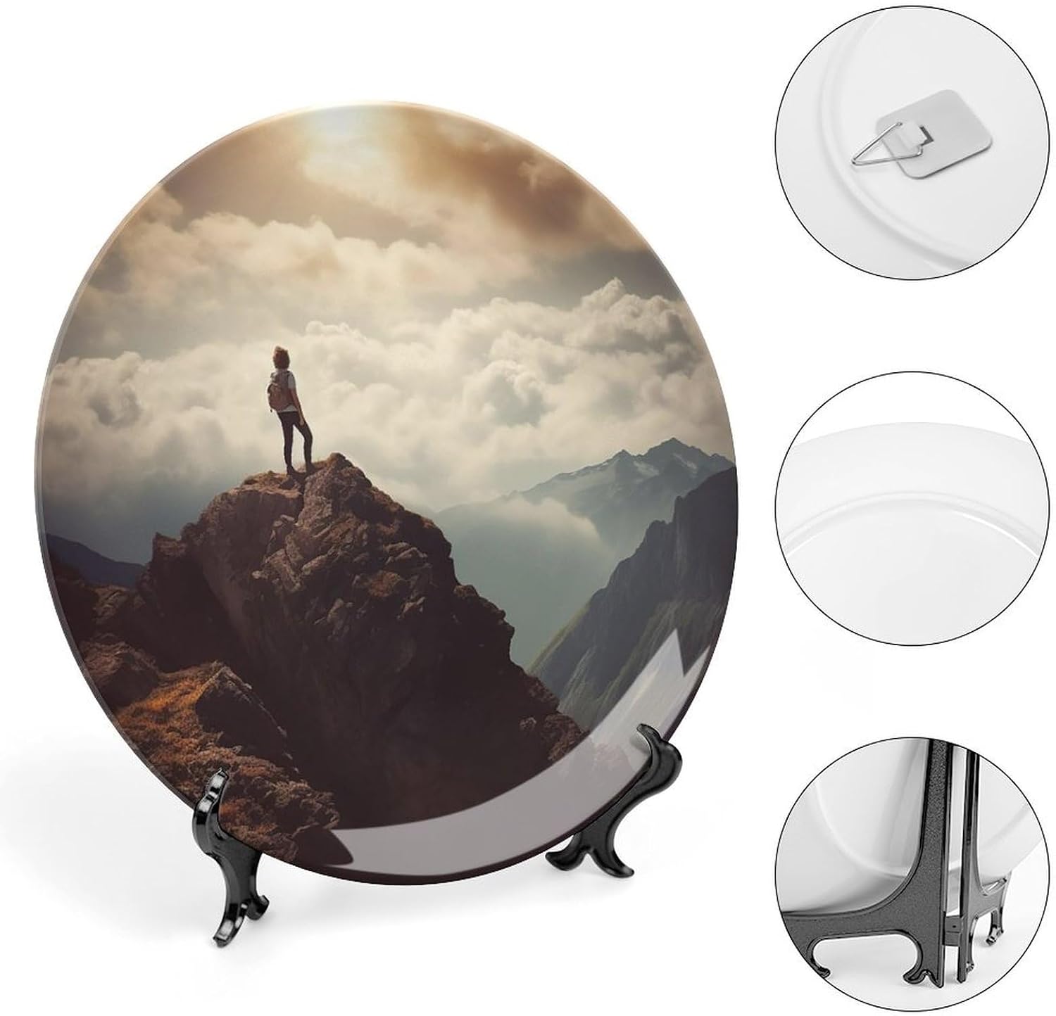 Woman on A Top Mountain Ceramic Decorative Plate, Bone China Plates image 4
