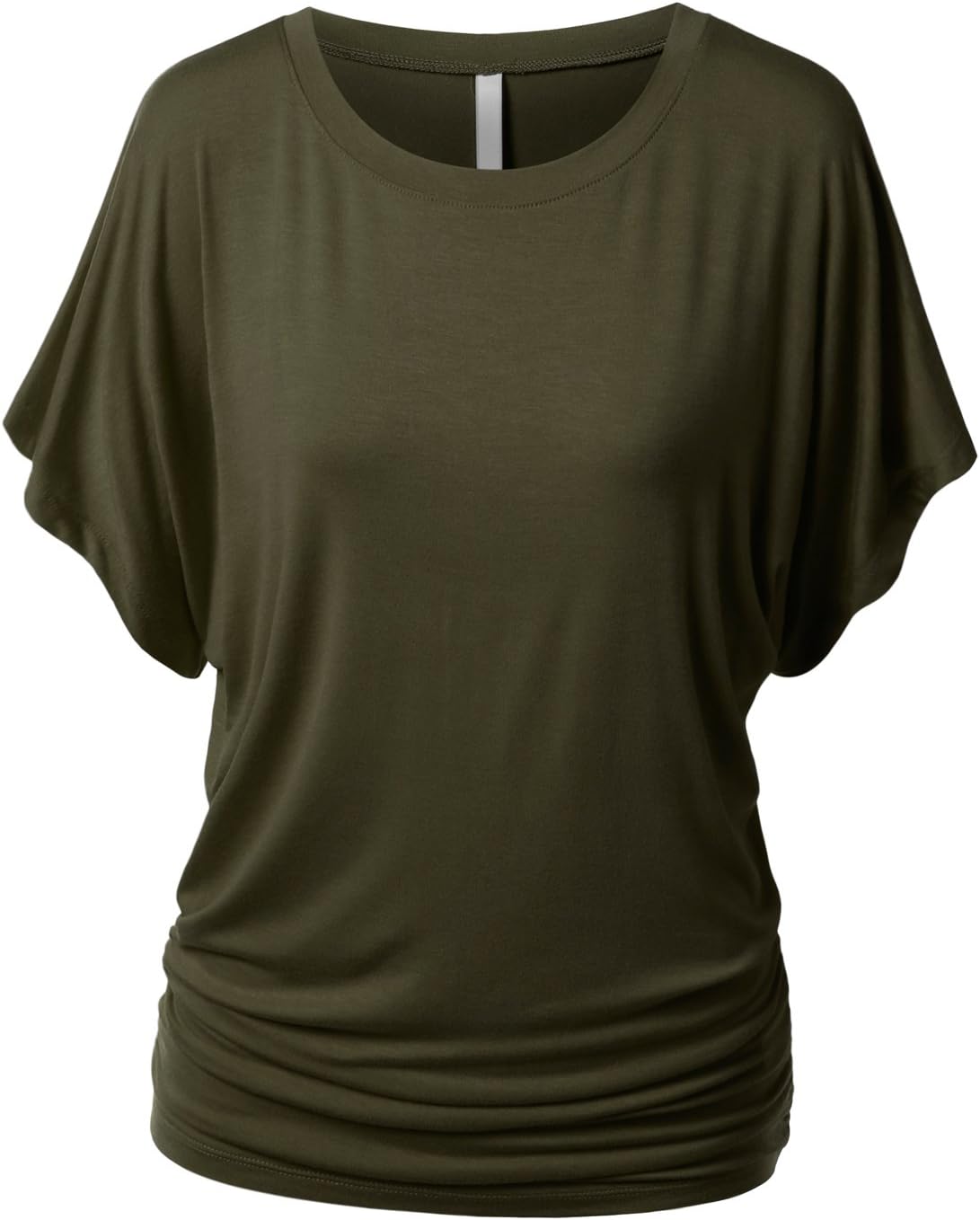 URBANCLEO Womens Dolman Sleeve Top Boatneck Drape Shirts Small Awts055_olives