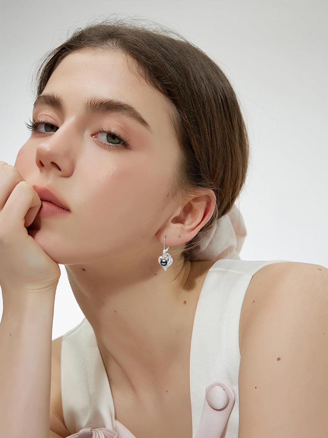 Tahitian Black Pearl Earrings Gifts for Women Wife Celtic Dangle Drop Earrings Wedding Birthday Anniversary Jewelry Valentines Christmas Day Gifts 925 Sterling Silver - Image 3