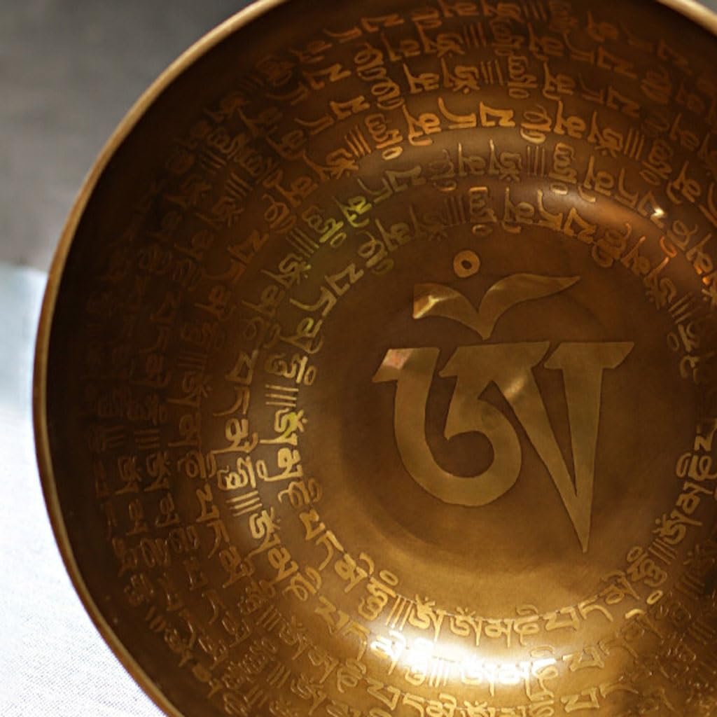 Bol chantant tibétain fait main, son de Bouddha, méditation, carillon en cuivre, ornement sonore(12CM)