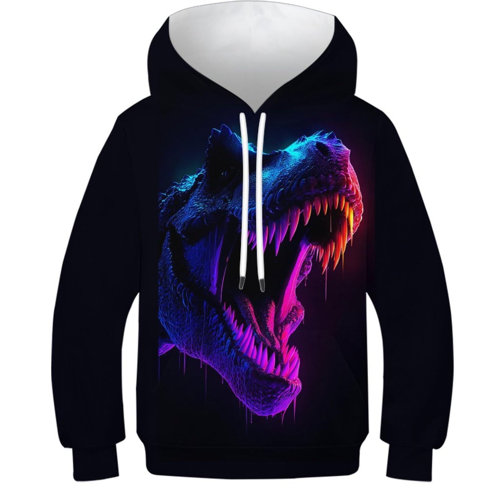 OPCALIS 3D Printed Tyrannosaurus Rex Kids Hoodie Sweatshirt Jurassic Long Sleeve Pullover Casual Novelty Jumper with Pocket 9-11Y