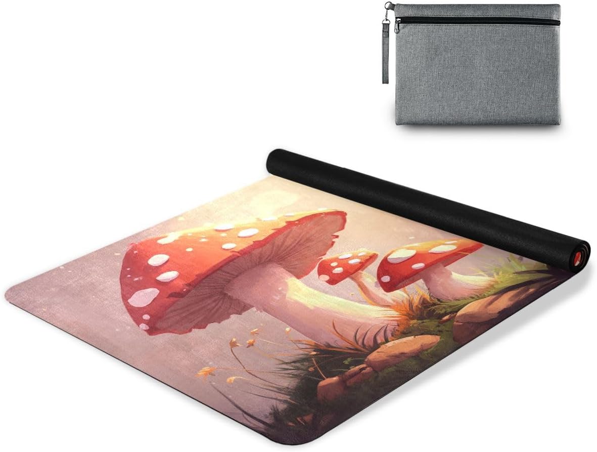ALAZA Cartoon Red Mushrooms Beautiful Yoga Mat Non Slip Fitness Exercise Mat, Workout Mat for Yoga, Pilates and Floor Exercises