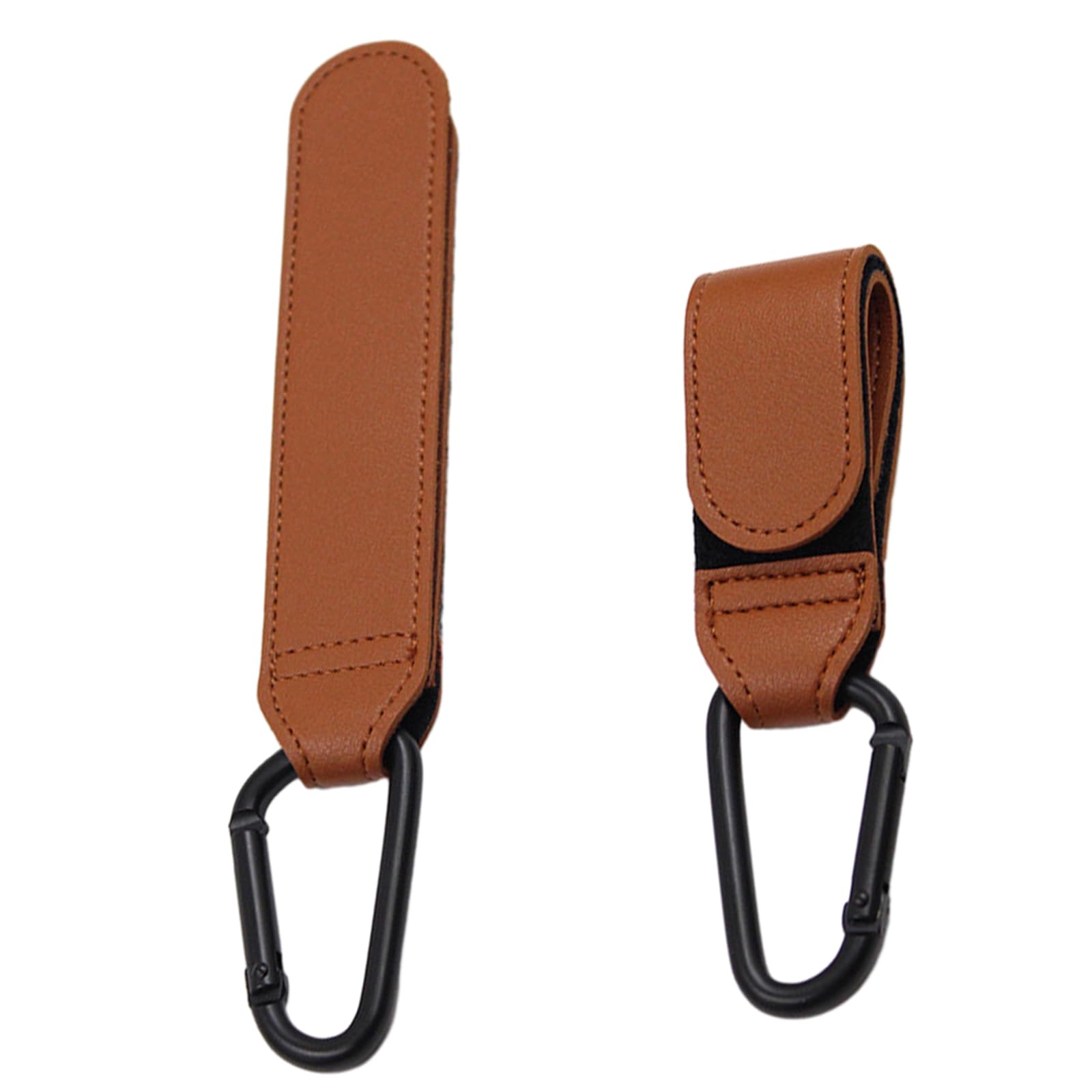2Pcs Pram Hook Clips,Leather Buggy Clips, Baby Universal Buggy Clips Stroller Hooks, Baby Stroller Hooks for Shopping Bag, Pushchair, Backpack, (Brown)