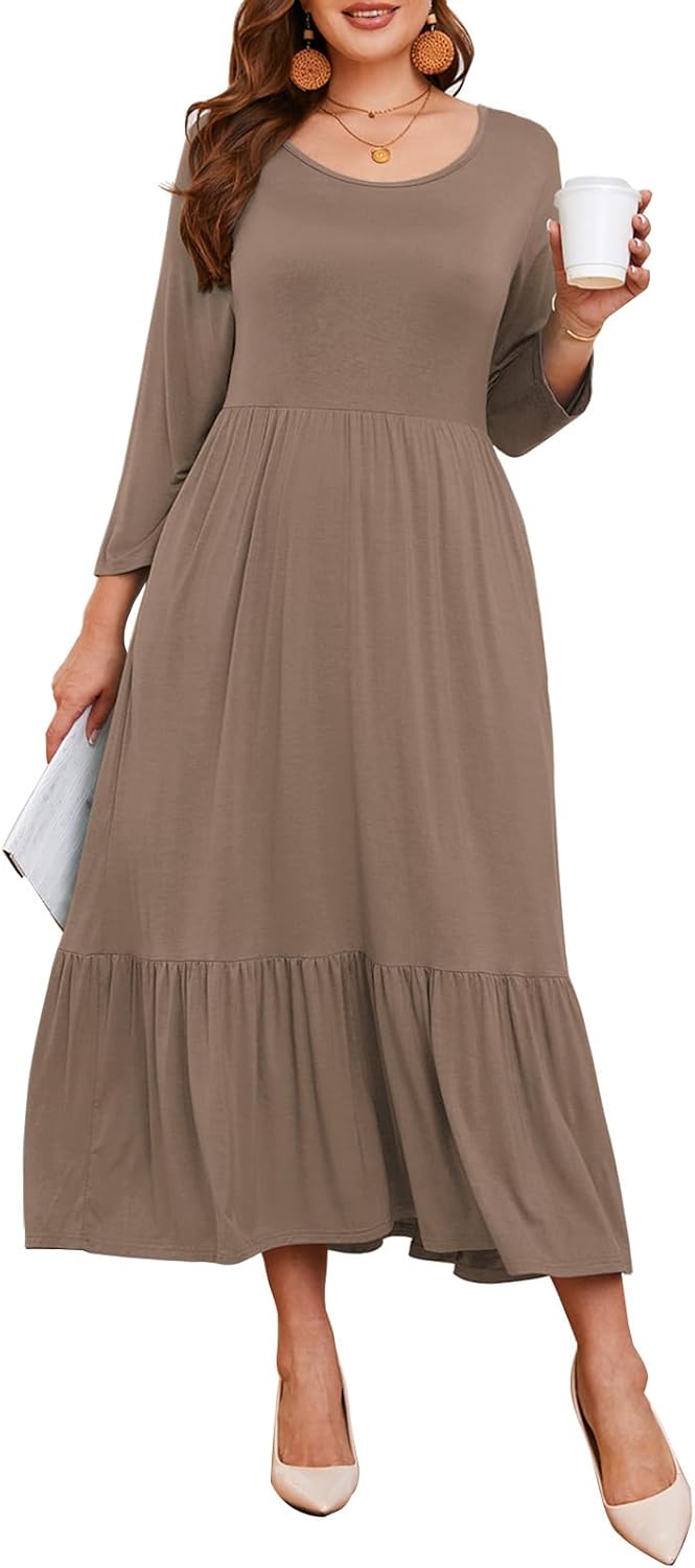 LARACE 3/4 sleeve maxi dress for plus size women
