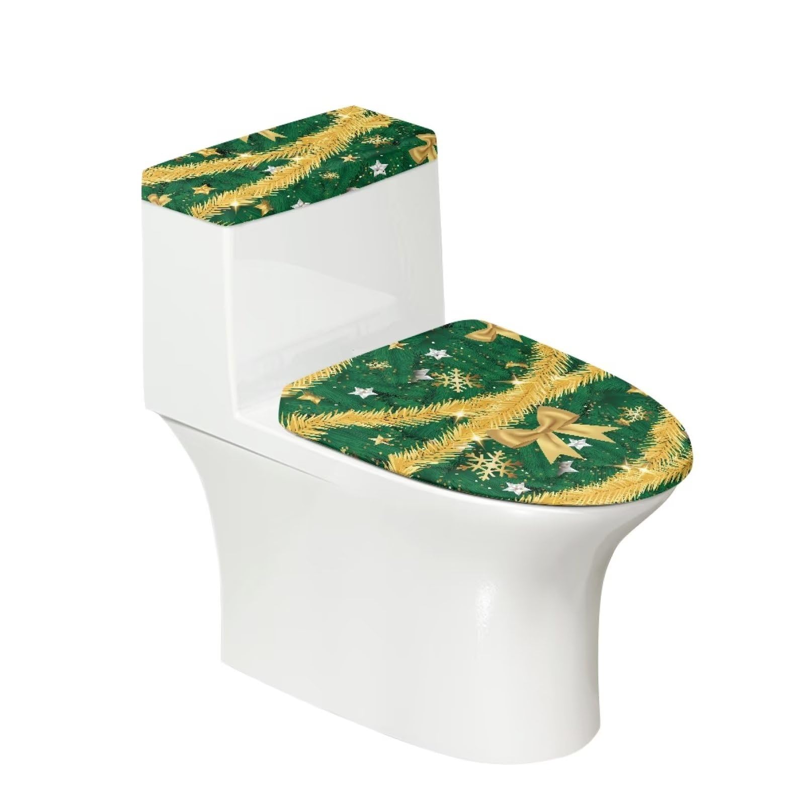 Maiyoinou Lot de 2 housses de couvercle de réservoir de toilettes, lavables avec fond élastique, s'adapte à la plupart des tailles de réservoirs de toilettes et couvercles, décoration d'intérieur