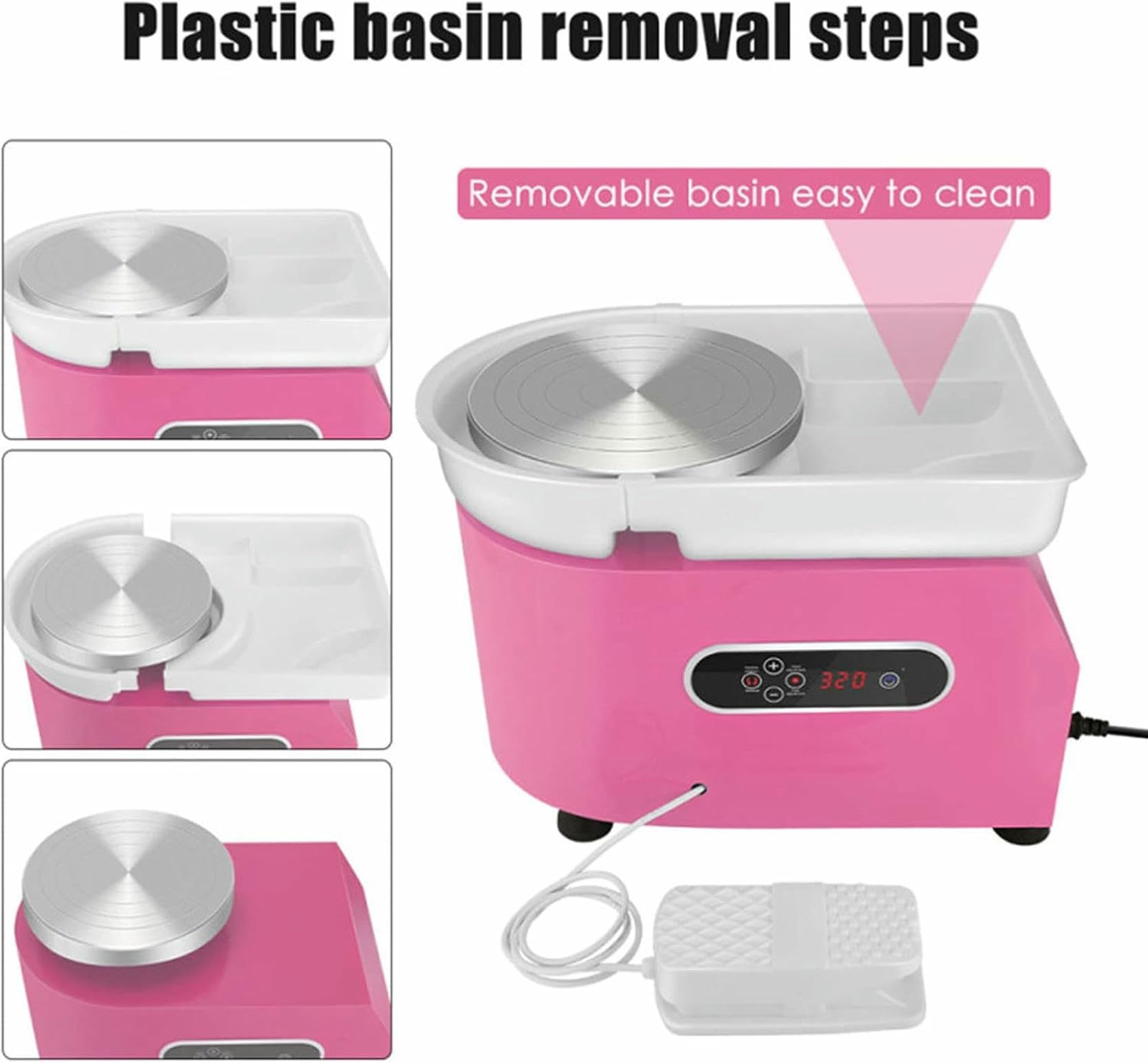 Versione Rosa in Ceramica Elettrica Strumenti di Ceramica per Ceramiche LCD Rimovibile ABS B Pedale Indipendente per La Fabbrica di Case Scolastiche