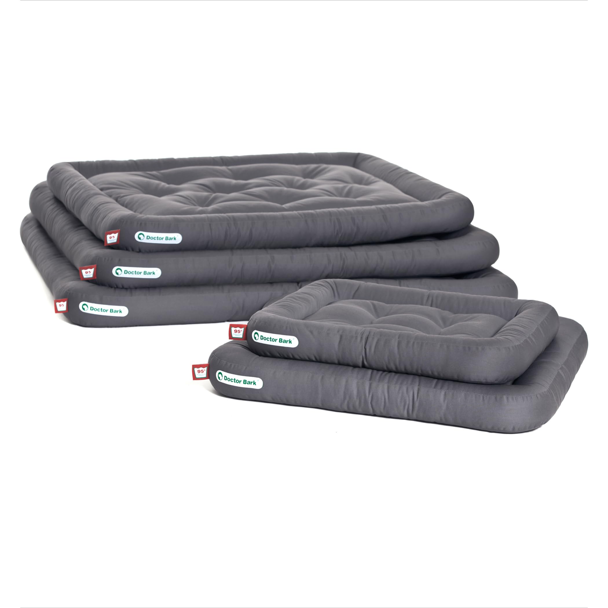 Doctor Bark Cojín para perros – Cama ortopédica para perros, lavable a 95 °C, higiénico, resistente y cómodo (L – 90 x 70 cm, gris)