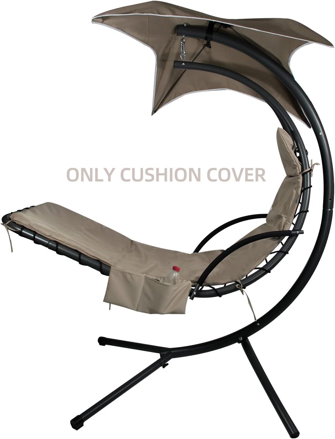 Outdoor Hanging Lounge Chair Replacement Cushion Cover and Umbrella Fabric, Made for Patio Curved Chaise Hammock Floating Swing Chair Pads, Waterproof Soft Fabric (Cushion Not Included), Khaki