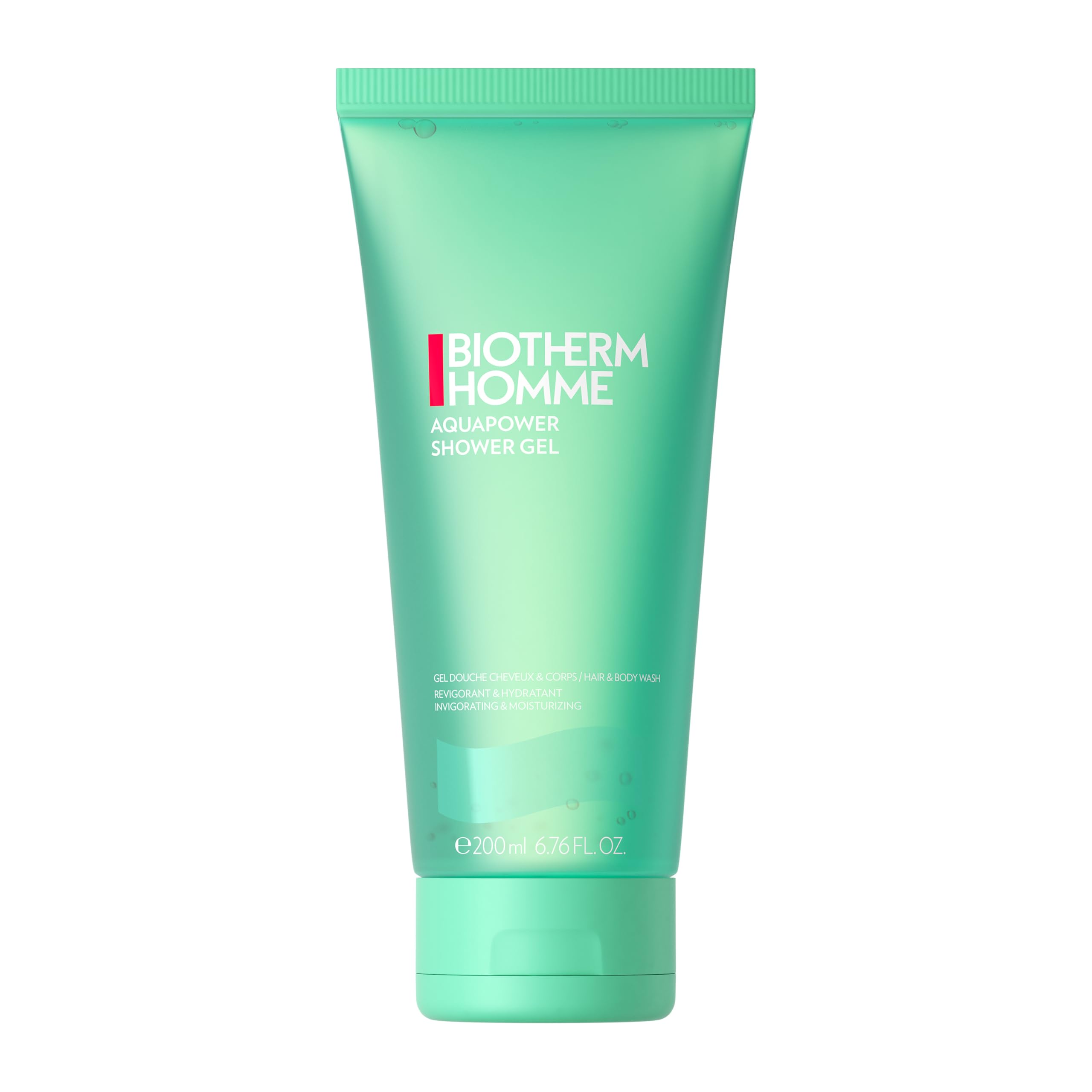 Biotherm Homme Aquapower Duschgel, belebendes Shower Gel & Shampoo für Männer mit Life Plankton, Körper- & Haarpflege für eine erfrischte und hydratisierte Haut, 200 ml