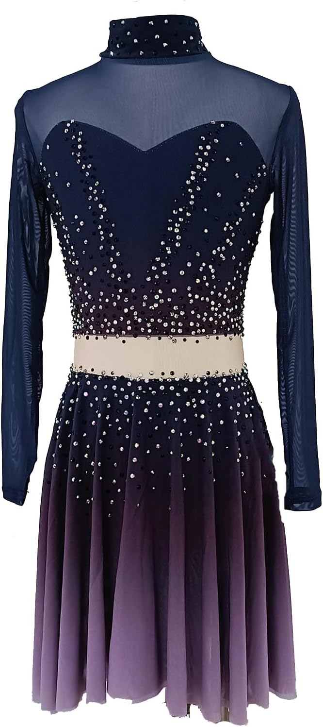 LIUHUO Figure Skating Dress Girls Women Elegant Purple Quality Crystals Competition Skate Skirt