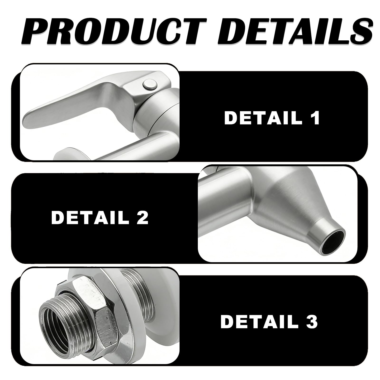Dispensador de bebidas de acero inoxidable 304, 2 unidades, dispensador de bebidas con grifo, grifo de repuesto para celebración y botella de bebidas, rosca de 16 mm