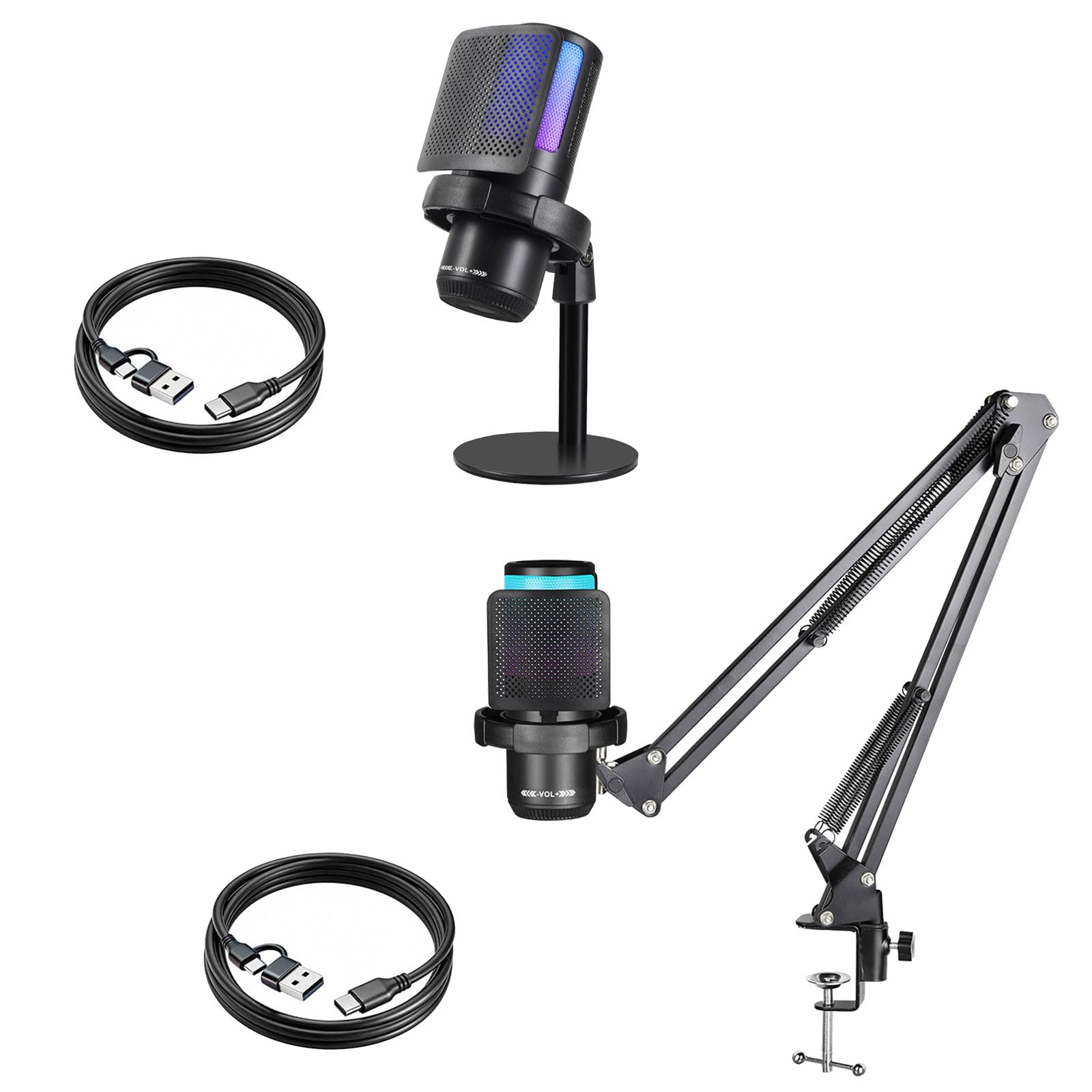 Micrófono USB de estudio profesional con filtro reductor de ruido para transmisión de video y canto profesional, micrófono condensador USB con filtro de ruido para transmisión