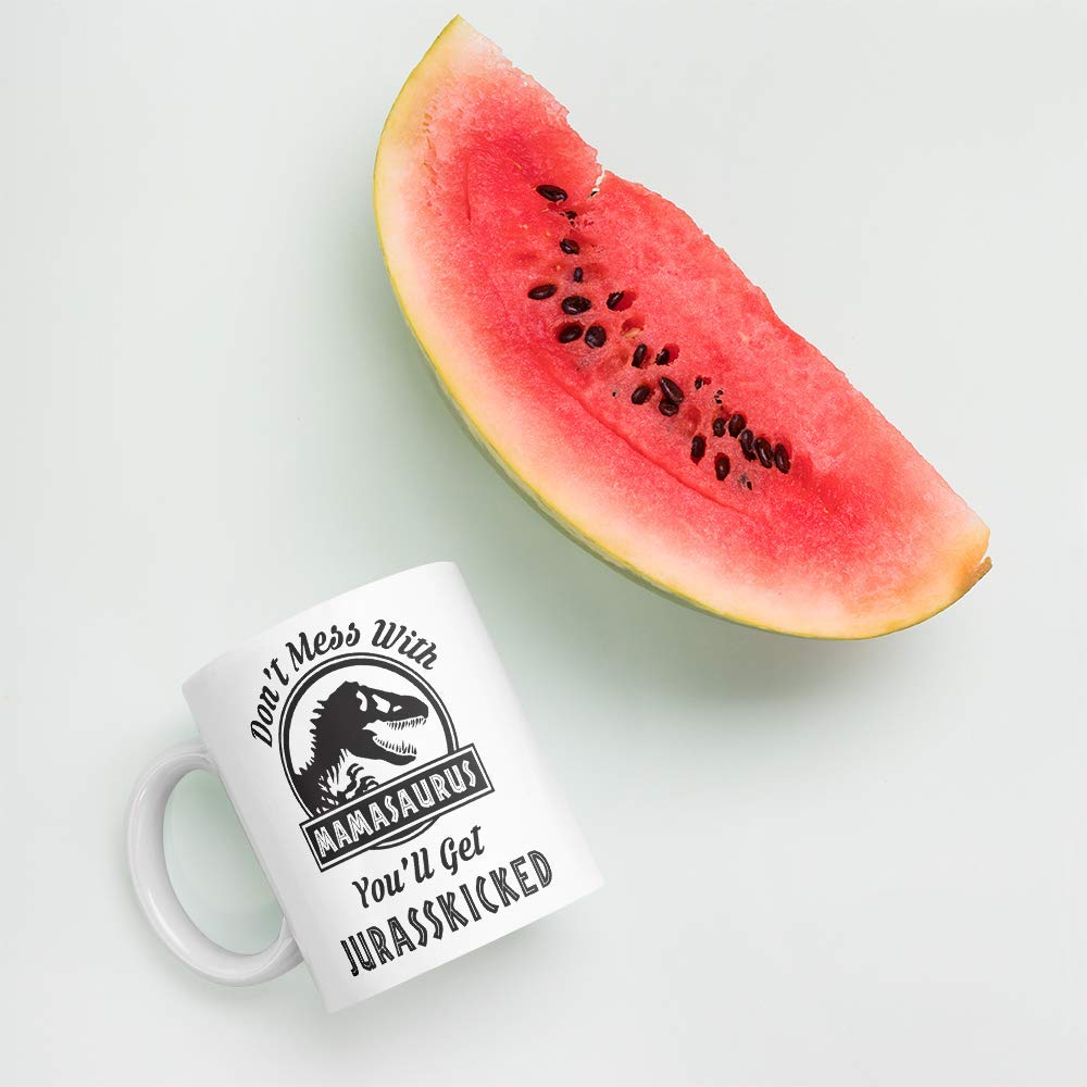 Funny Mamasaurus Coffee Mug - 14oz Stainless Steel Tumbler, Don't Mess With Mamasaurus Gift For Mom