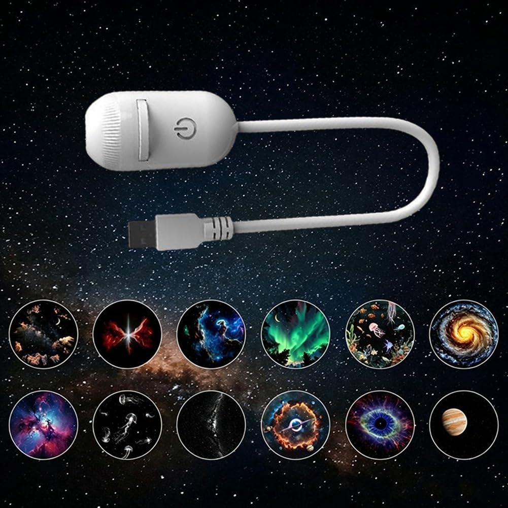 Lámpara de proyección USB HD Galaxy Star, luz Nocturna LED Ambiental, Mini proyector de Pared con luz Nocturna, Plug & Play.