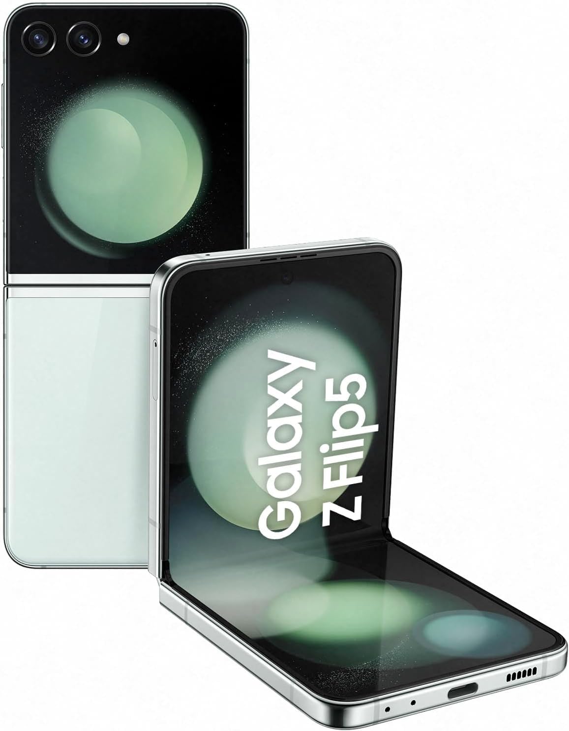 SAMSUNGSamsung Galaxy Z Flip5 Folding Phone, 8GB RAM, 256GB Storage, Extended Battery Life, Flip Design,Mint (snapdragon)-International Version