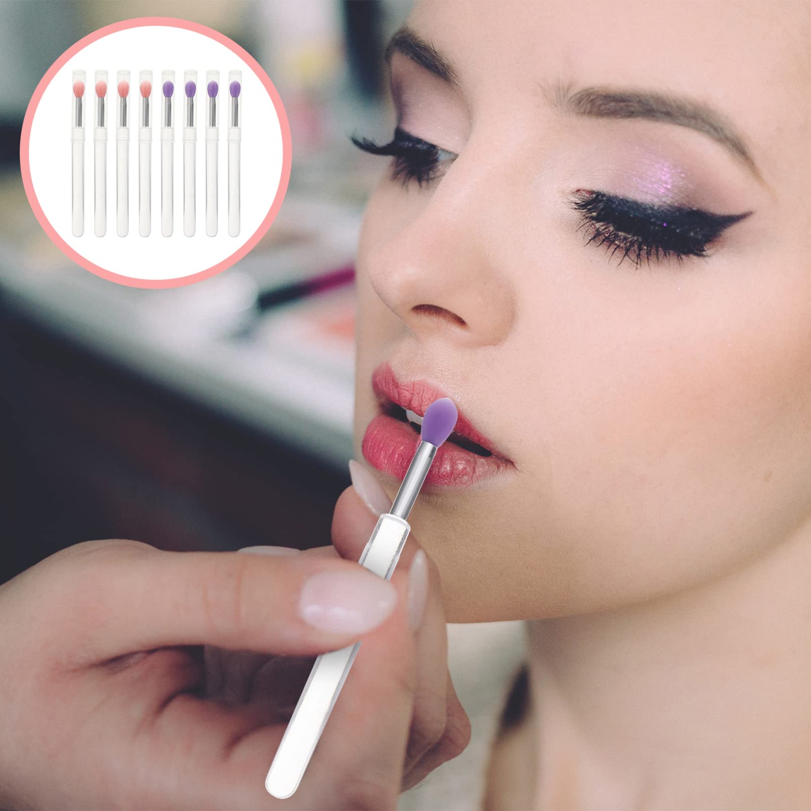 LALAFINA 40pezzi Pennelli Applicatori Ombretto e Rossetto Trasparente Con Coperchio Strumenti Make up Pratici Per Uso Professionale e Personale Facili Da Trasportare
