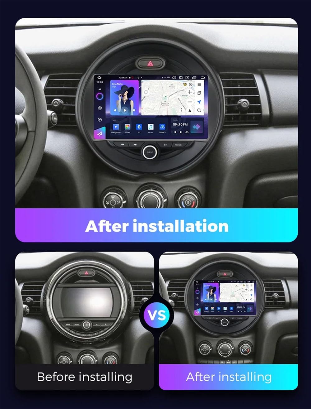 Touchscreen Stereo 2 Din für BMW MINI Cooper F54 F55 F56 F60 2014-2020 mit Bluetooth Fm Radio, Mirror Link, USB, Aux, WiFi mit Bluetooth Mirror Link Am Radio, 8 Kern 8G+256G