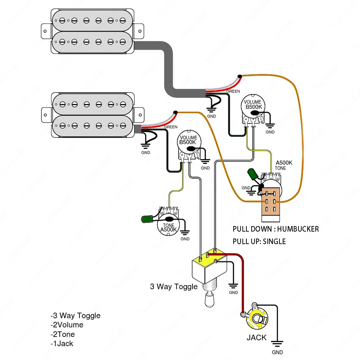 Potenciómetro de latón de empuje B250K de eje largo de 18 ranuras, rosca de 9,4 mm, control de tono de guitarra/volumen (juego de 4)