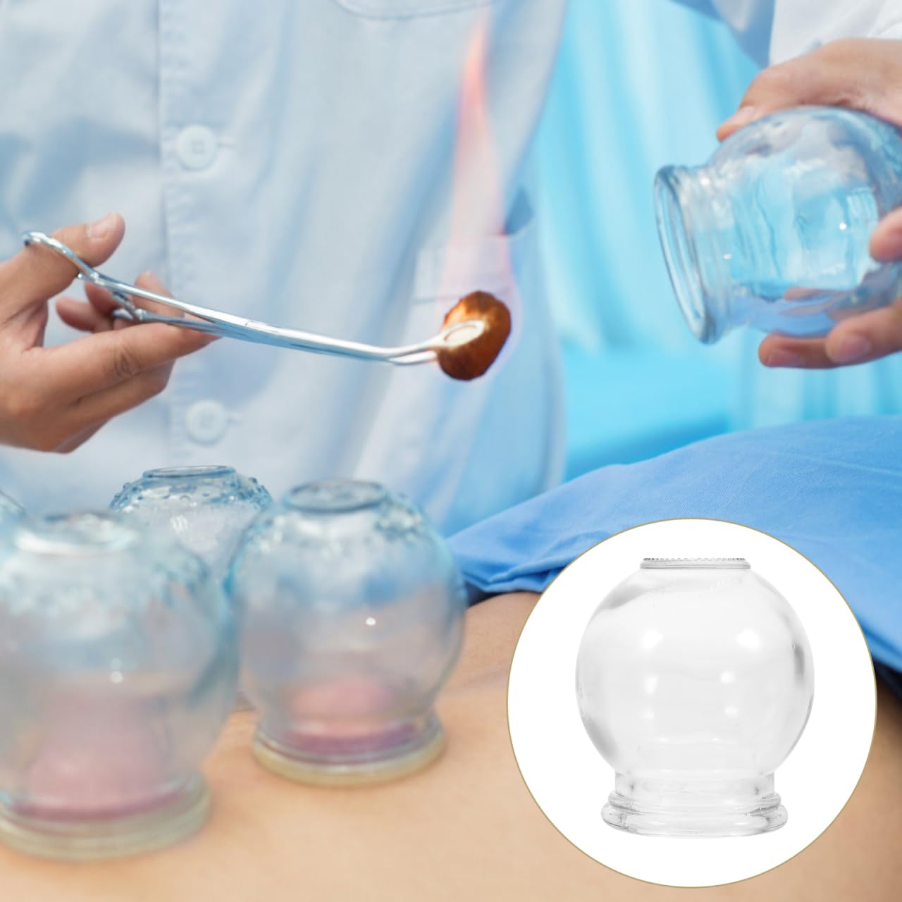 Ensemble De Thérapie Par Ventouses En Verre 6 Pièces Tasses De Massage Sous Vide Pour Stimulation Musculaire Et 2.76 Pouces