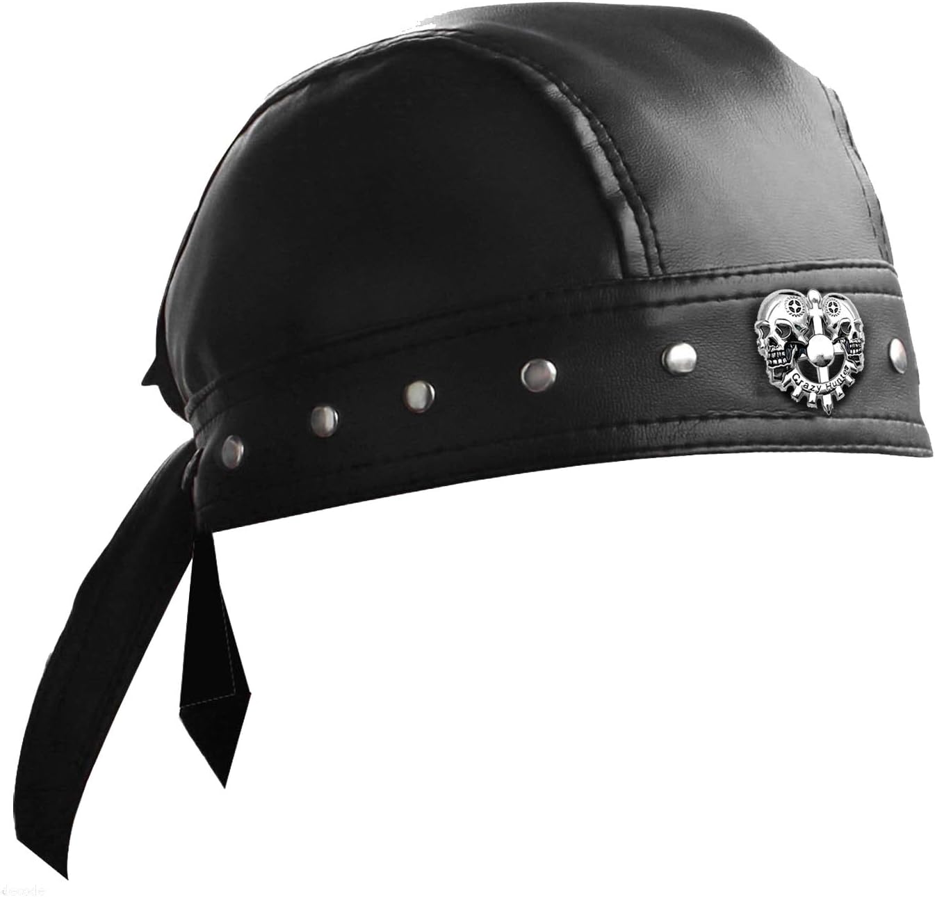 Cycling Bandana Doo Rags Adjustable Skull Cap Motorcycle Biker Leather Cap Black