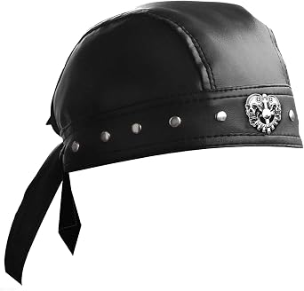 ASDICOXB Cycling Bandana Doo Rags Adjustable Skull Cap Motorcycle Biker Leather Cap Black