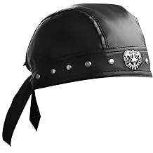 Cycling Bandana Doo Rags Adjustable Skull Cap Motorcycle Biker Leather Cap Black