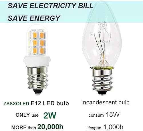 Miniatura 3 de ZSSXOLED Paquete de 8 bombillas LED C7 E12 de repuesto para lámparas de sal del Himalaya de 15 W, bombillas de luz nocturna, candelabros, bombillas