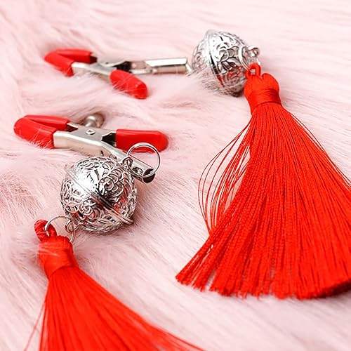 Miniatura 4 de Pinzas ajustables para pezones con borlas, abrazaderas para pezones con campanas, no perforante, clip atractivo para pezón, clip para colgar en el