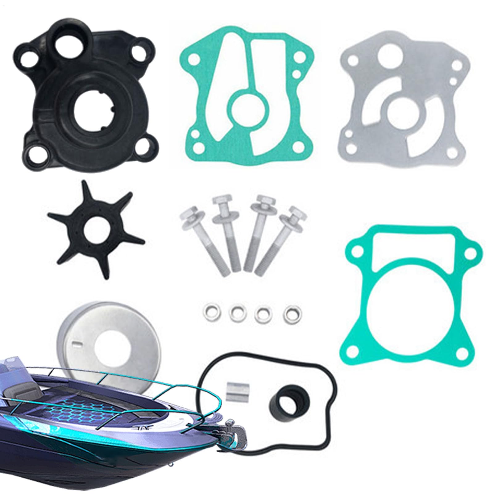 Kit di riparazione per pompa 'acqua, ricambio per motori fuoribordo, sostituisce le parti del motore, pompa 'acqua, set di servizio per motori fuoribordo, sostituisce la ruota della pompa | sostituisce le parti del motore, pompa 'acqua, set di servizio pe