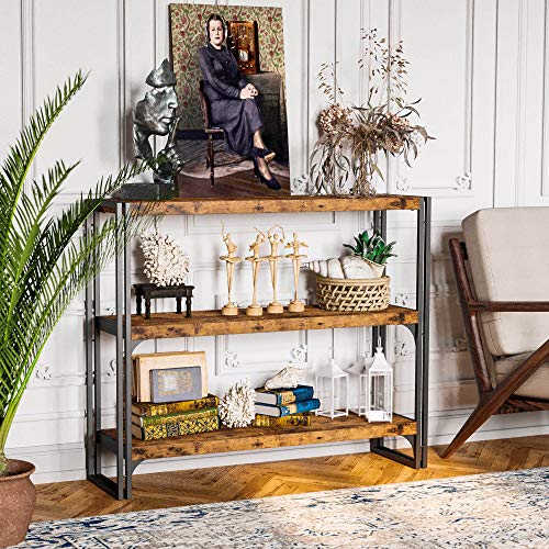 Ironck Bookshelf Industrial 3 Shelf Bookcase, Wood Storage Shelf With Metal Frame For Living Room, Rustic Brown #TOP1