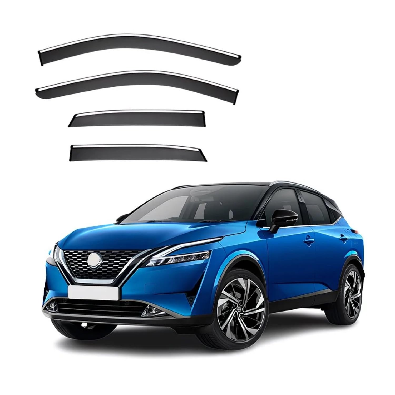 ONEMAJI 4 Piece Black Wind Deflectors for NISSAN QASHQAI MK3 J12 2023+, Window Visors Rain Guards Vent Shades Wind Deflector Set for Side Windows