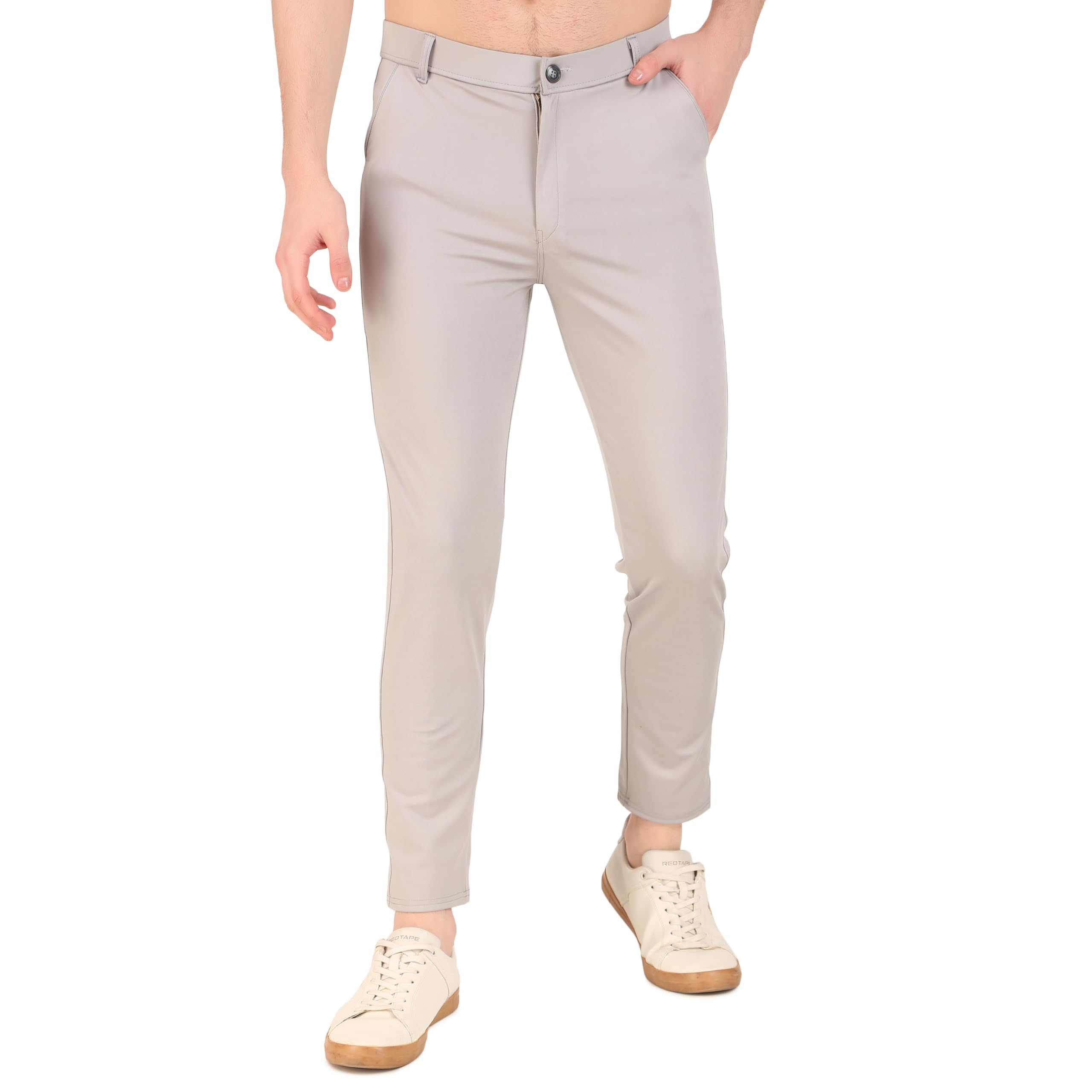 Mens Light Grey 4 -Way Stretchable Formal Slim FIT Solid Premium Pants for Office and Party-picture-38