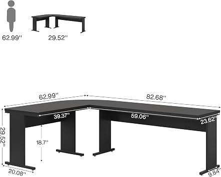 Tribesigns 83-Inch Large L Shaped Desk, Reversible Executive Office Desk, Modern Corner Computer Table Business Workstation for Home Office, Black