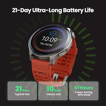 Amazfit Balance 2 Smart Watch, 1.5 AMOLED Sapphire Glass, iOS/Android | 47mm, 21-Day Battery, Dual-Band GPS, Water-Resistant, 32GB Storage, Offline Maps, 170+ Sport Modes, Hyrox & Golf Mode