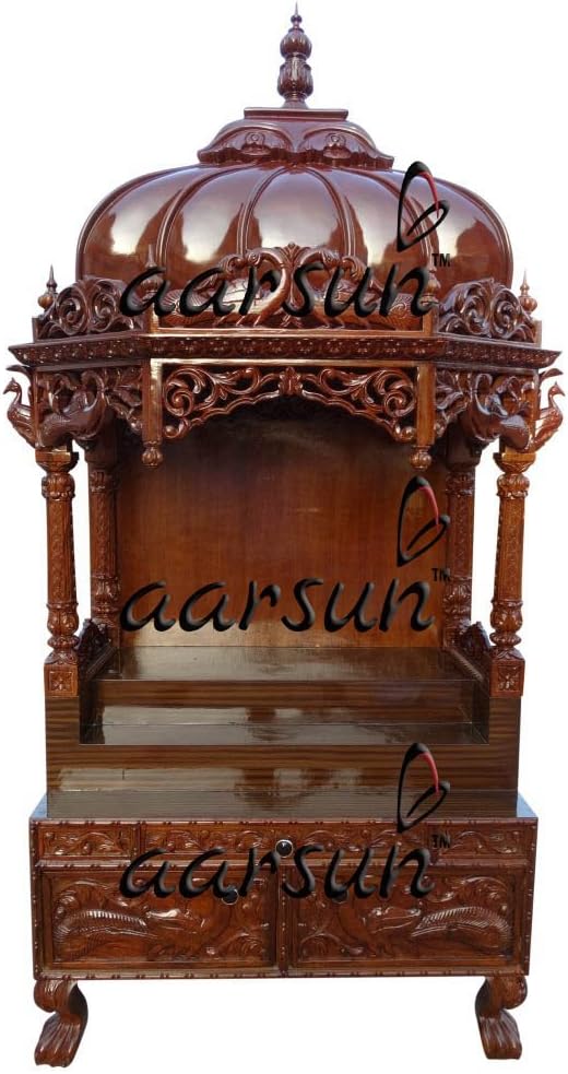 Aarsun Wood Temple for Home, Pooja Room, Teak Wood Temple, Handcrafted Mandir