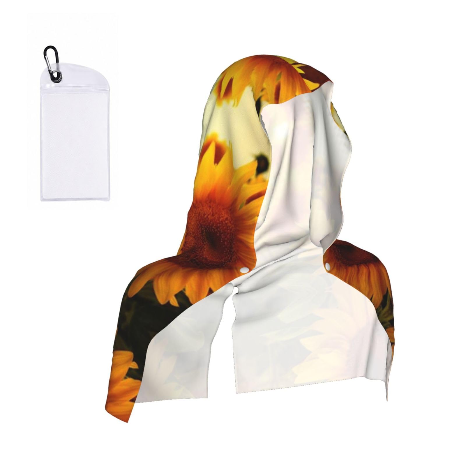 Esnaiuvcd Black Sunshine Sunflower Field Print Multifunctional Cooling Hoodie Bandana Portable Sweat Absorbing Design For Beach Workouts Exercise Heat Relief Accessories