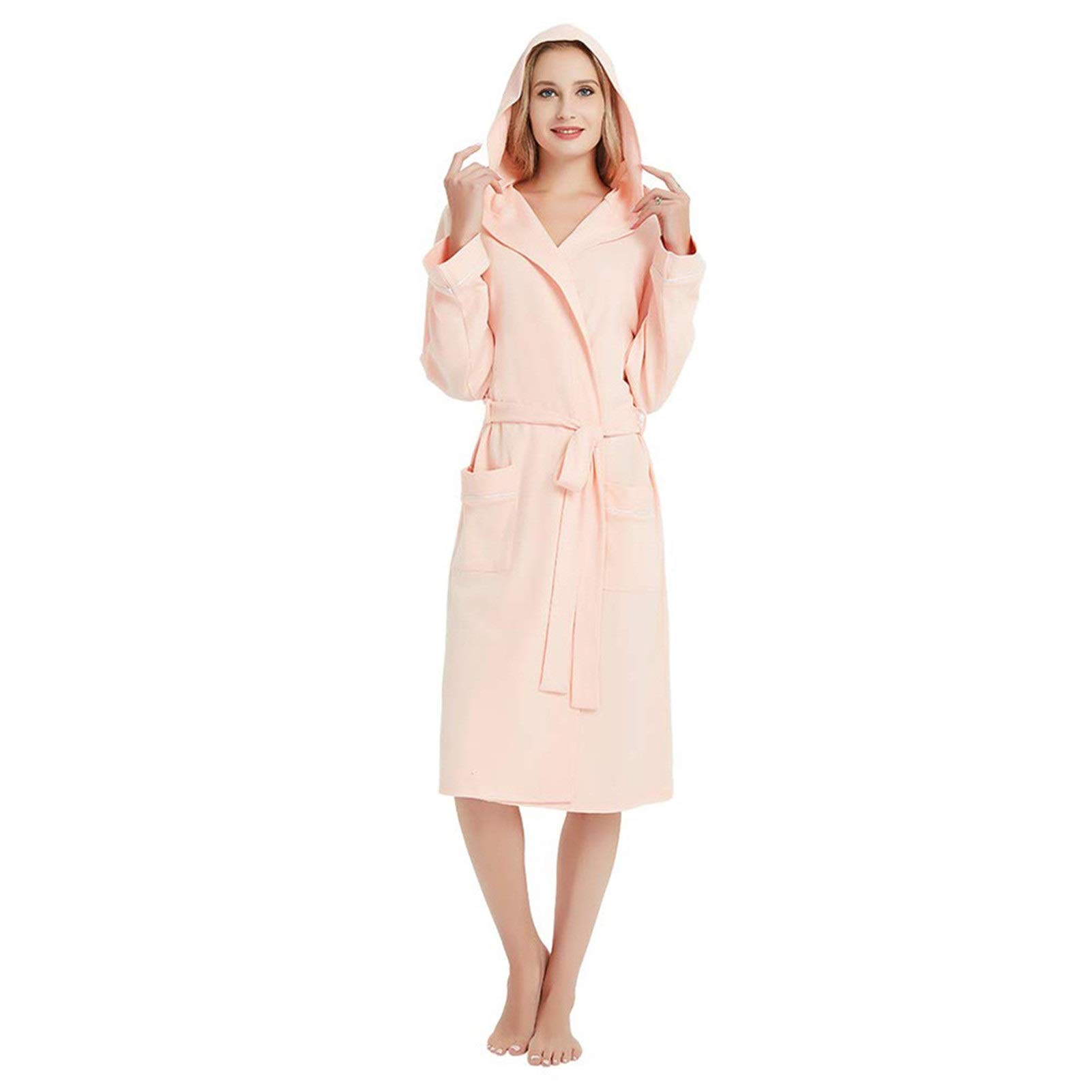 Generico Accappatoio Lungo da Donna, Realizzato in Microfibra per Un Calore Ottimale, con Design Senza Cuciture E Apertura Frontale, Adatto alle Pelli Sensibili (Apricot Pink M)