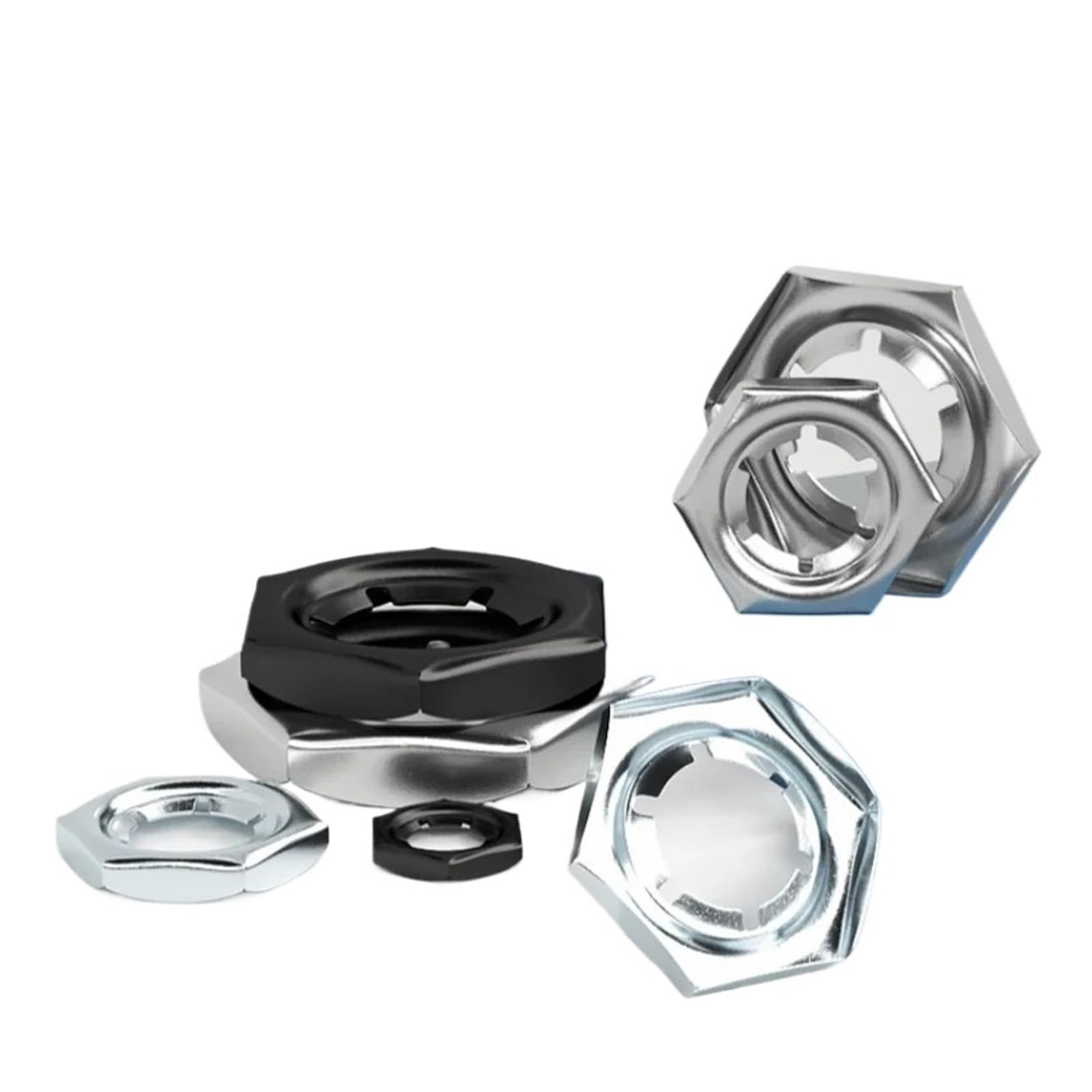 Juego de tuercas autoblocantes de acero inoxidable 316/304, de acero al carbono, resistentes a la corrosión, hexagonales, con retención de tuercas, M6-M56(Black Iron,M14-50pcs)